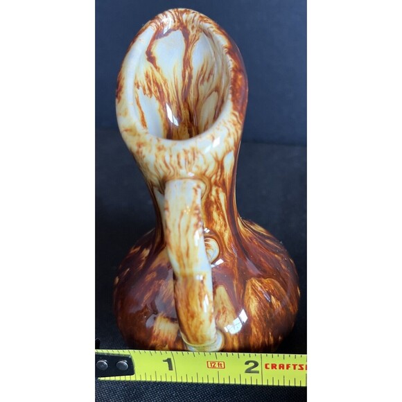 Lot of 2 Vintage Rich Brown Drip Glaze Mini Pitcher Creamer/Syrup Country Decor - Picture 8 of 8